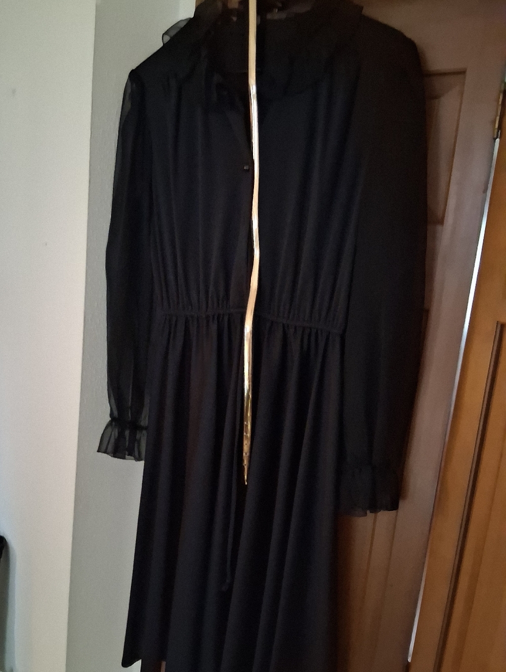Sheer Long Sleeve Black Dress Unbranded